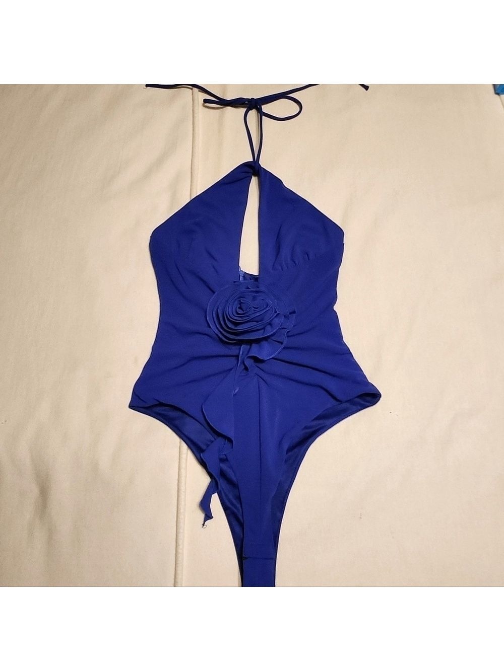 Zara Royal Blue Floral Halter Neck Bodysuit Small - Picture 8 of 11